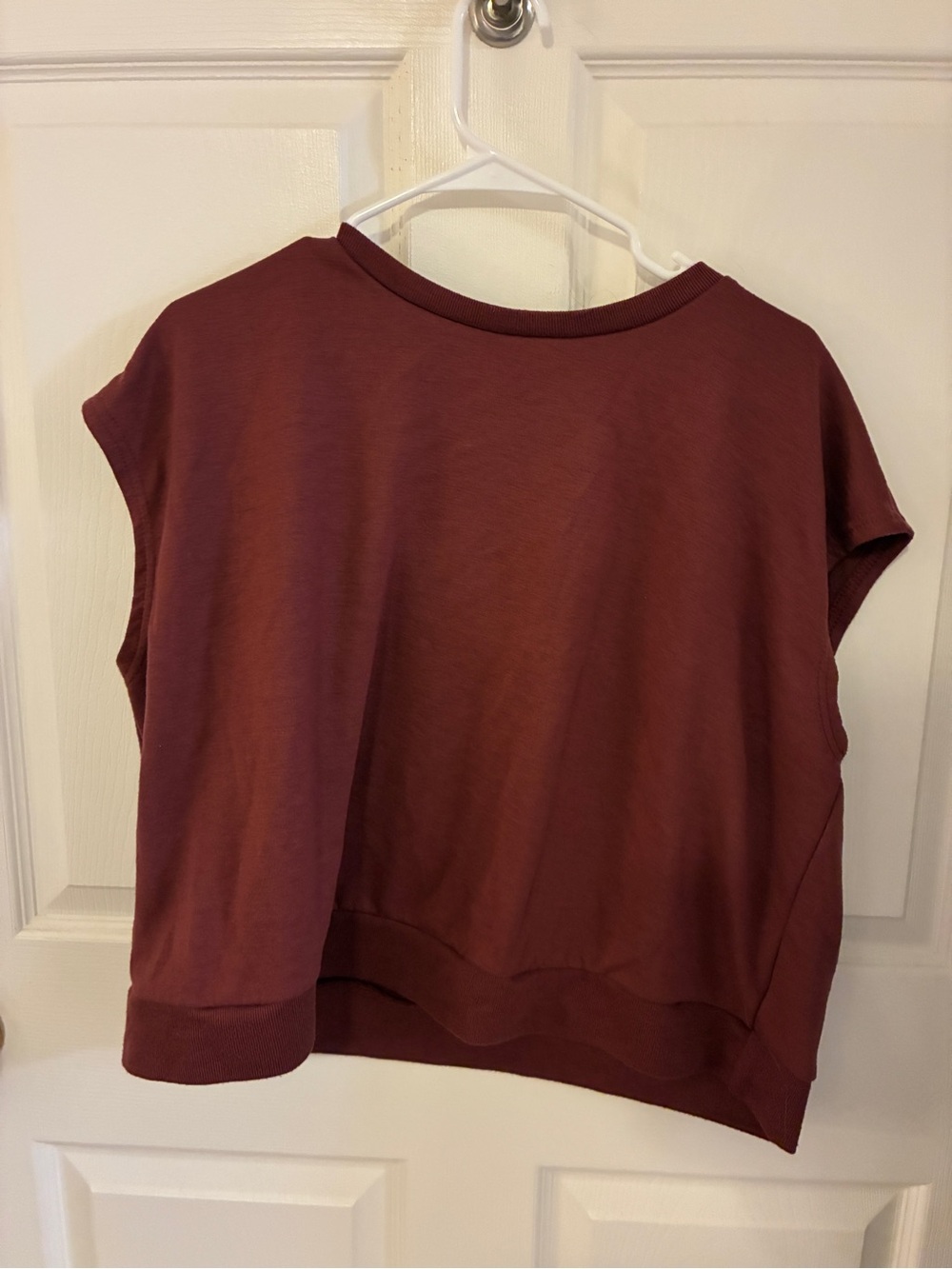 Women's Short Sleeve Boxy Top and Shorts Set- Burgundy